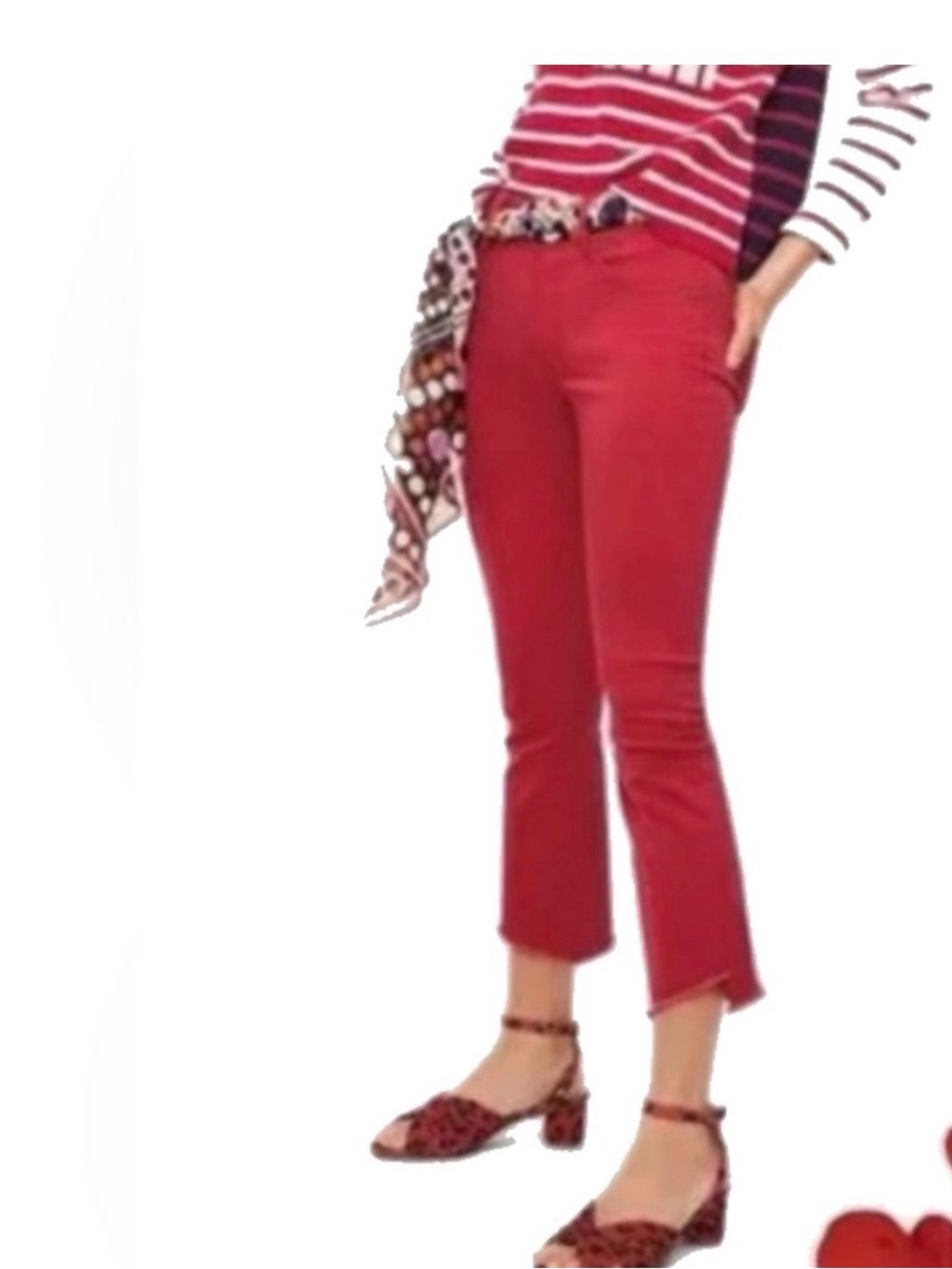 Cabi High Low Red Cropped Jeans